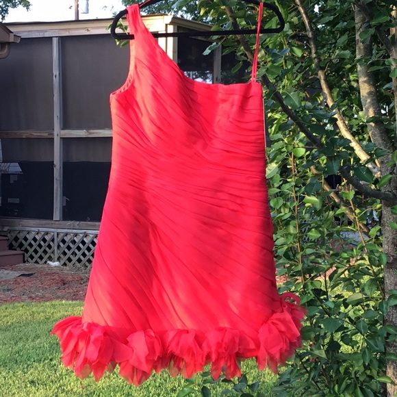 Theia Couture Red 100% Silk Cocktail Dress - Picture 14 of 16